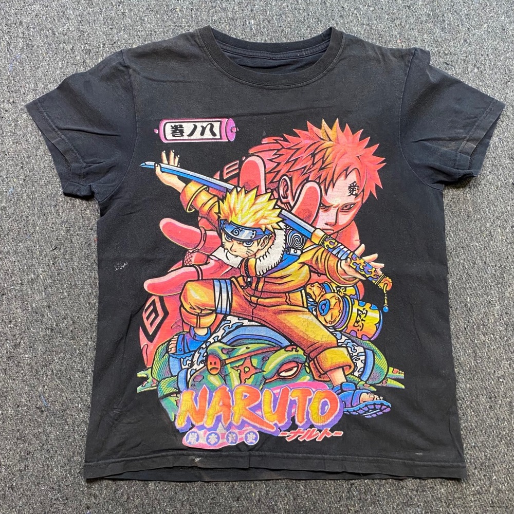Naruto Shippuden Graphic TShirt Sz M Mens Black Skater Anime Naruto Gaara Print